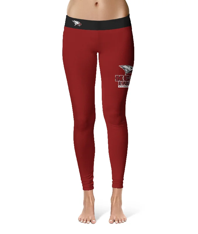 North Carolina Central Eagles Game Day Logo on Thigh Maroon Yoga Leggings for Women by Vive La Fete Trendy Spandex Leggings