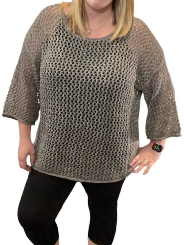 Open Weave Castlerock Sweater In Grey Casual Formal Business