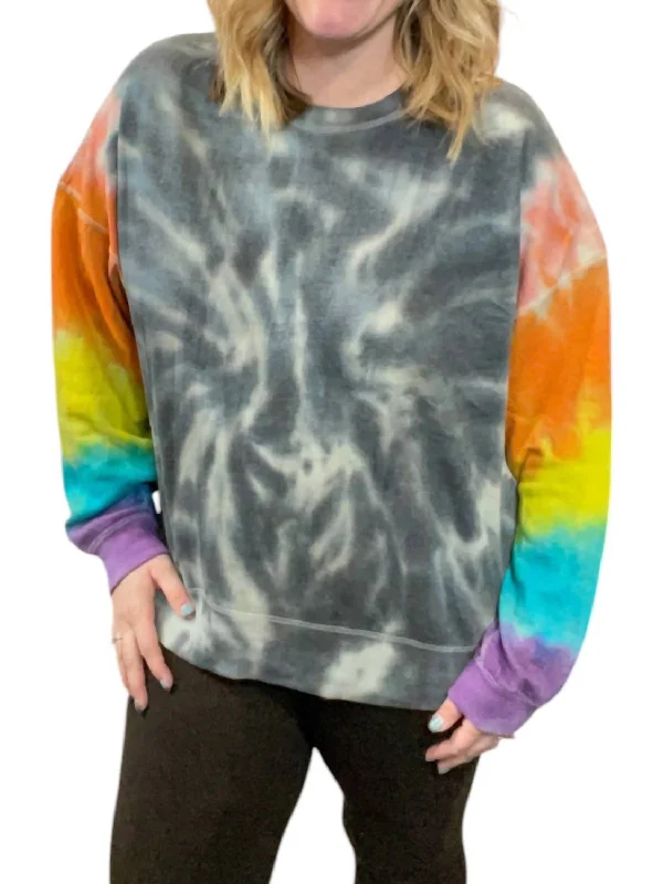 Rainbow Sleeve Tie Dye Sweater In Multi Color Lightweight Heavyweight Midweight