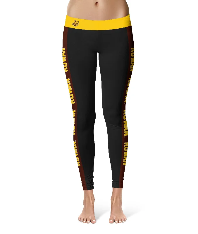 Rowan University Profs RU Game Day Brown Stripes Black Yoga Leggings for Women by Vive La Fete Fashionable Seamless Leggings