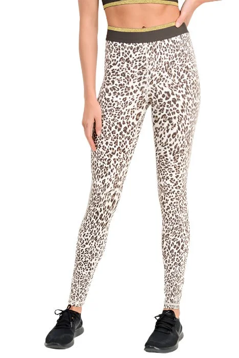 Snow Jaguar Gold Stripe Band Leggings APH2495 Cozy Warmth Leggings