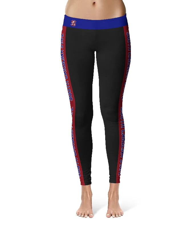 South Carolina State Bulldogs Game Day Red Stripes Black Yoga Leggings for Women by Vive La Fete Classic Solid Color Leggings