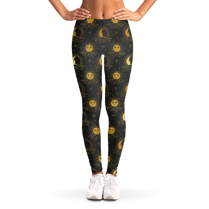 Vintage Celestial Pattern Print Women's Leggings Comfortable Bootcut Workout Leggings