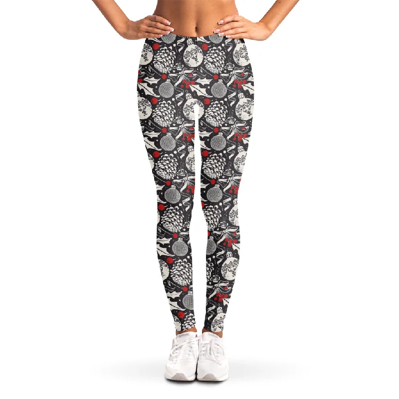 Vintage Christmas Decorations Print Women's Leggings Cozy Oversized Leggings