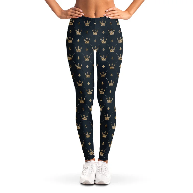 Vintage Crown Pattern Print Women's Leggings Cozy Sweat-Wicking Leggings