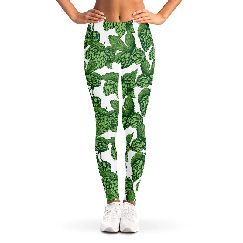 Vintage Hop Cone Pattern Print Women's Leggings Trendy Minimalist Leggings