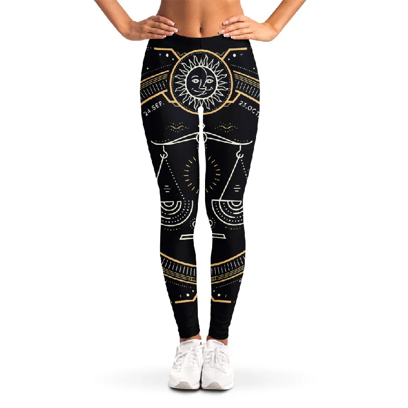 Vintage Libra Zodiac Sign Print Women's Leggings Stylish Camo Print Leggings