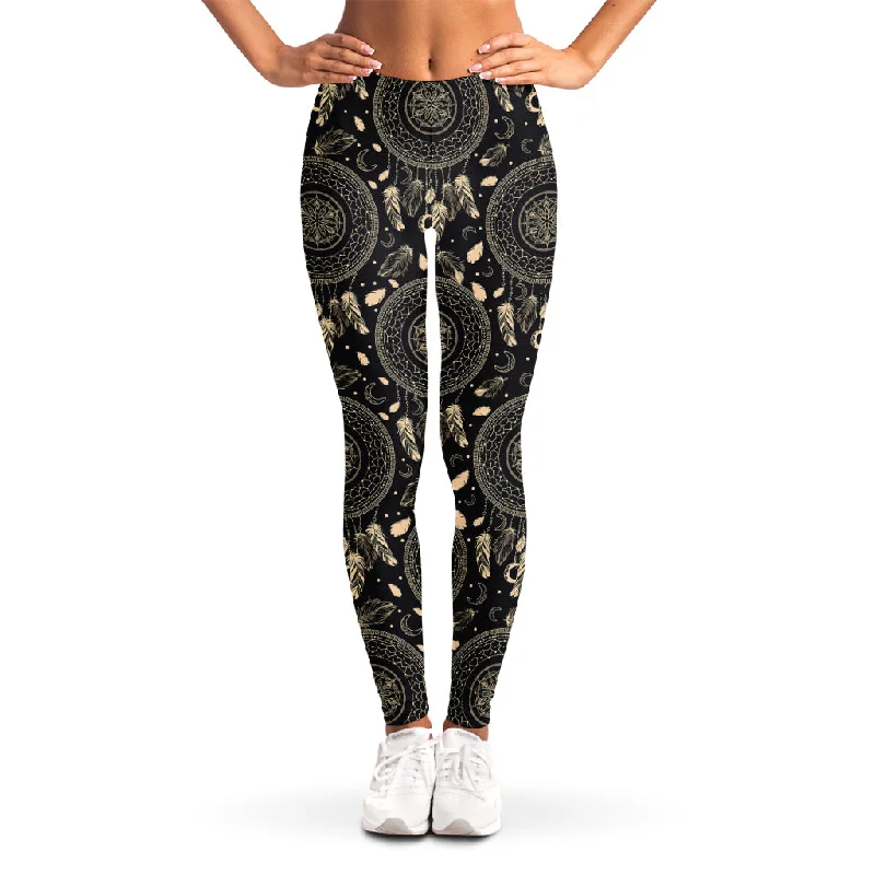 Vintage Native Dream Catcher Print Women's Leggings Trendy Color Block Leggings