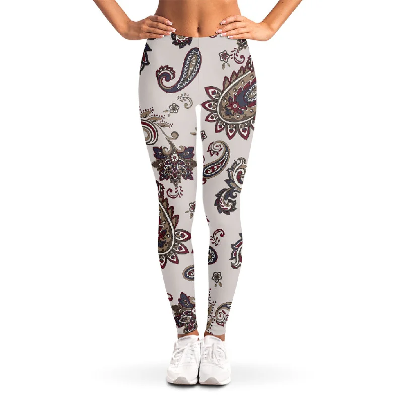 Vintage Paisley Pattern Print Women's Leggings Chic Floral Print Leggings