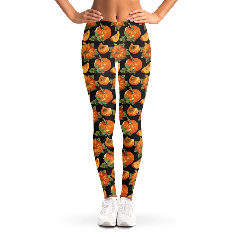 Vintage Pumpkin Pattern Print Women's Leggings Trendy Patterned Leggings