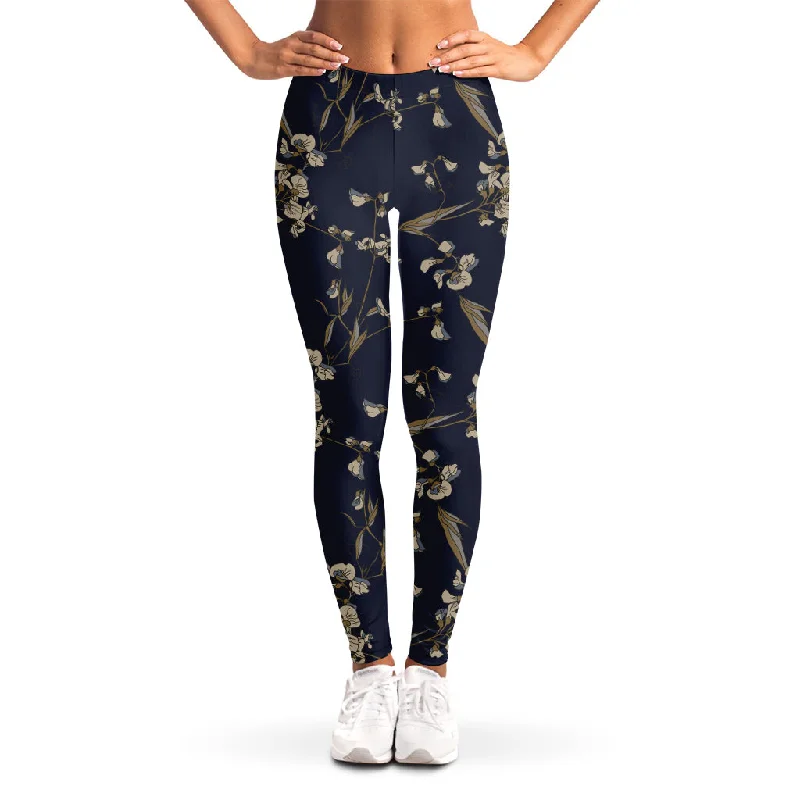 Vintage Sweet Pea Pattern Print Women's Leggings Trendy Fitness Leggings