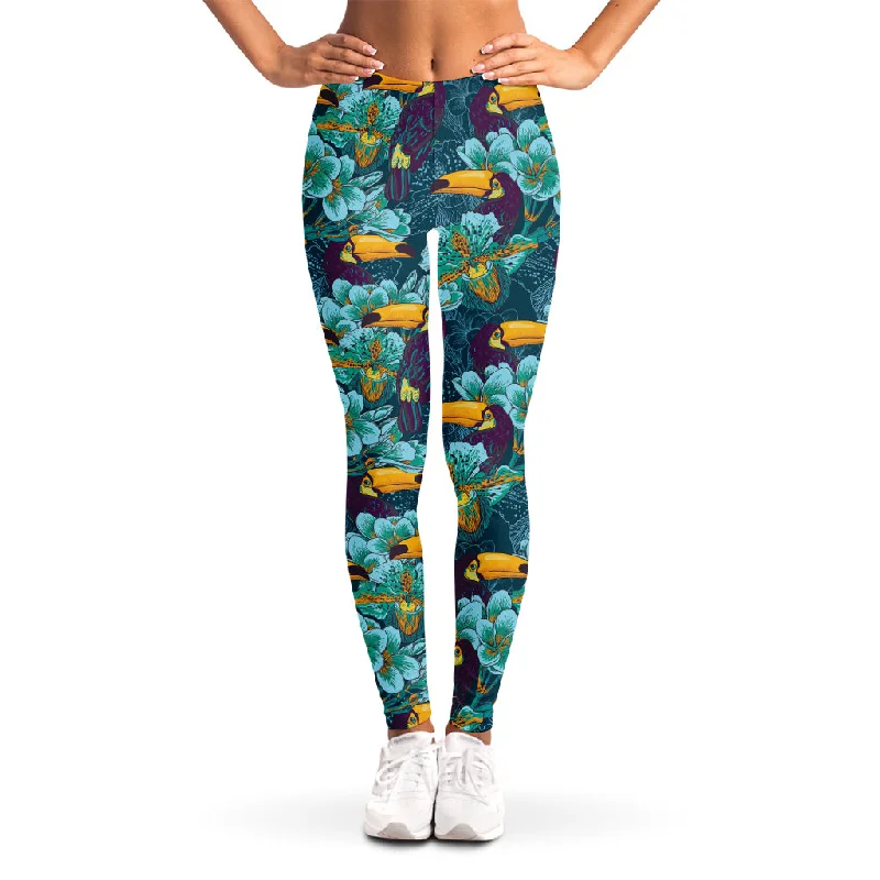 Vintage Toucan Pattern Print Women's Leggings Stylish Stretch Print Leggings