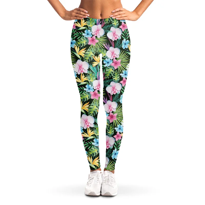 Vintage Tropical Jungle Hawaiian Print Women's Leggings Comfortable Cold Weather Leggings