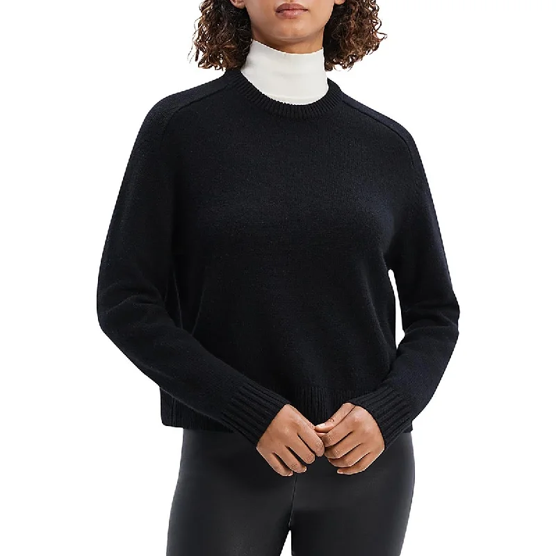 Womens Cashmere Ribbed Trim Pullover Sweater Lace Blend Ribbed Blend Corduroy Blend