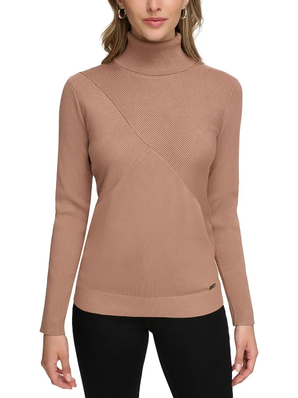 Womens Long Sleeves Turtle Neck Mock Turtleneck Sweater Elegant Classic Vintage