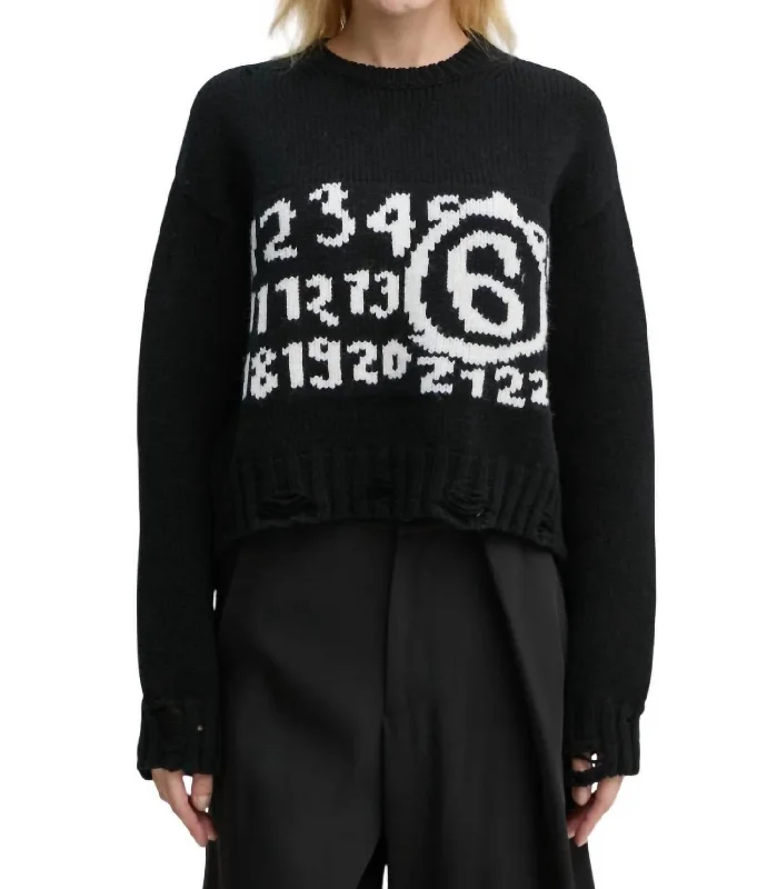 Wool Sweater In Black/white Open Front Closed Front Wrap Front