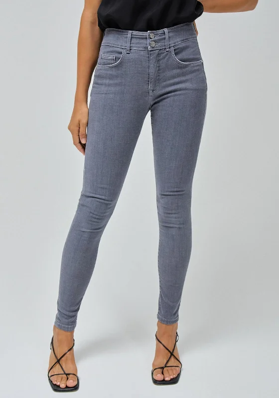 Salsa Secret Push In Skinny Jeans, Grey Stylish Acid-Wash Jeans