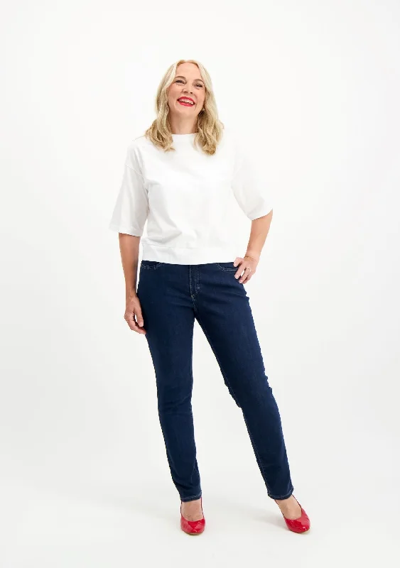 Cara Skinny Jeans Dark Blue Chic Rip-Detail High-Waist Jeans