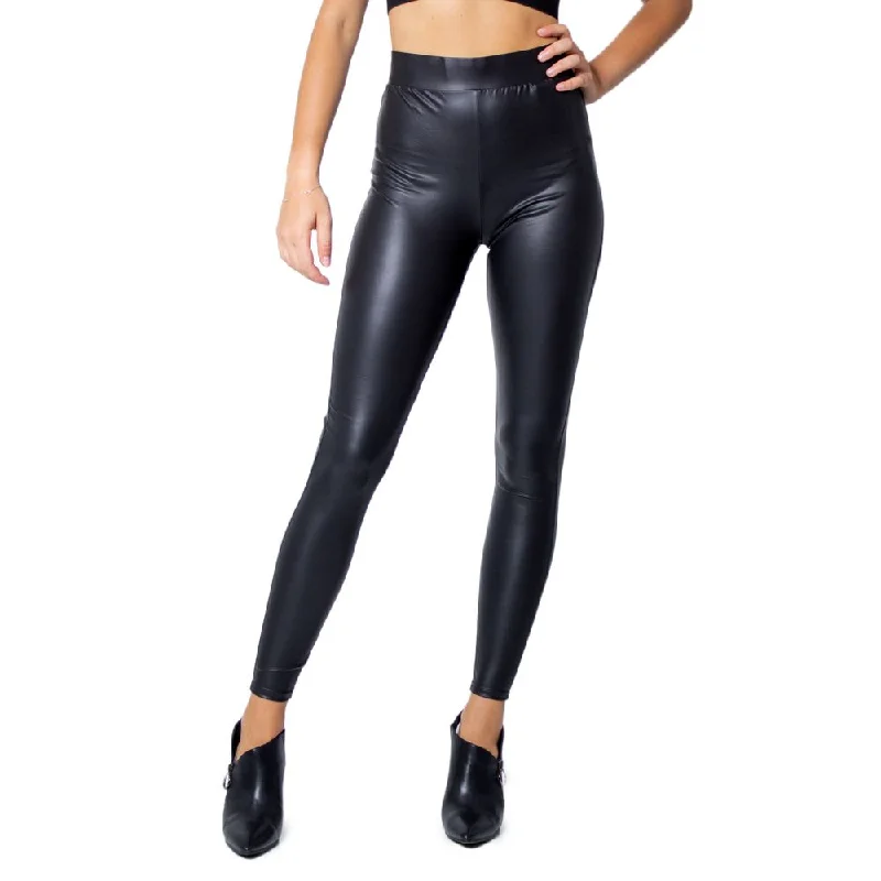 Black Polyester Jeans & Pant Comfortable Flare Leg Jeans