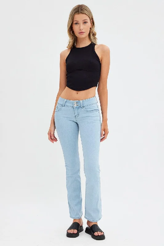 Denim Flare Jeans Low Waist Cozy Wide-Legged Jeans