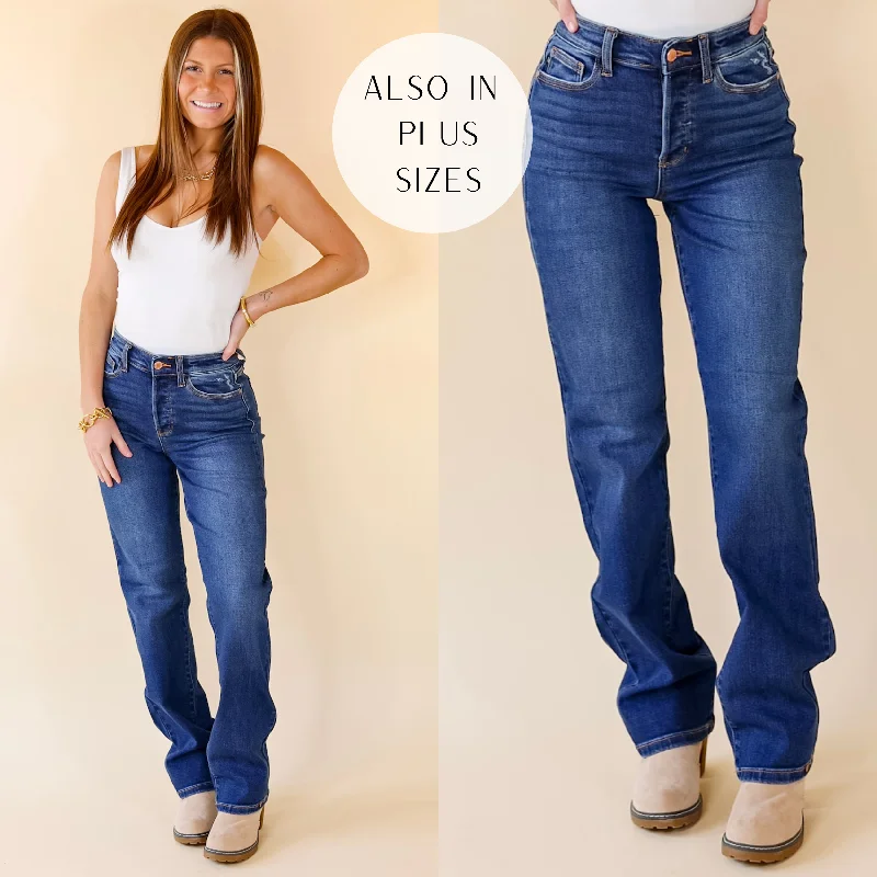 Last Chance Size 0 | Judy Blue | High Standards Hidden Button Fly Jeans in Medium Wash Stylish Acid-Wash Jeans