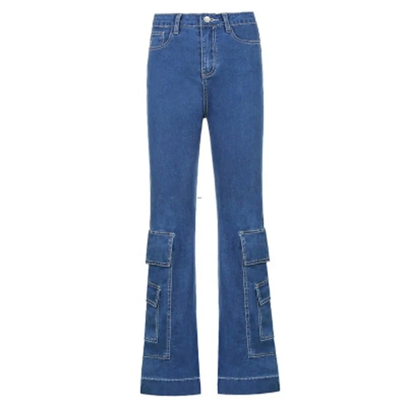 Street Style Baggy Jeans Stylish Stone-Wash Denim Jeans