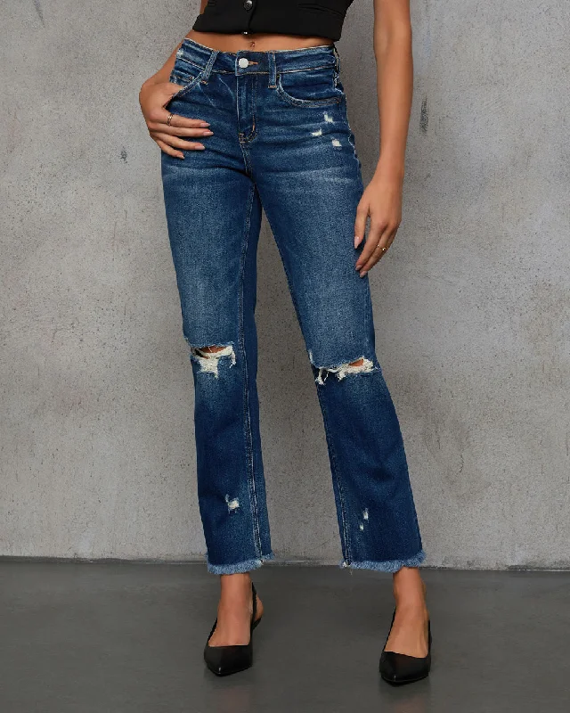 Tinslee Cropped Straight Leg Jeans Casual Light Wash Jeans