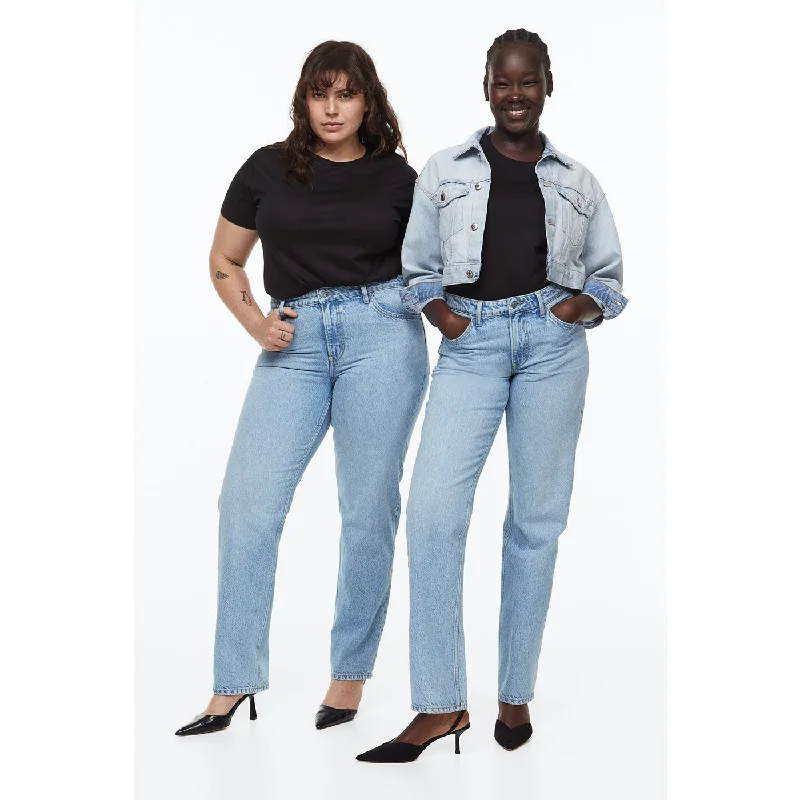 Light Blue Straight Leg Jeans Chic Cropped Jeans