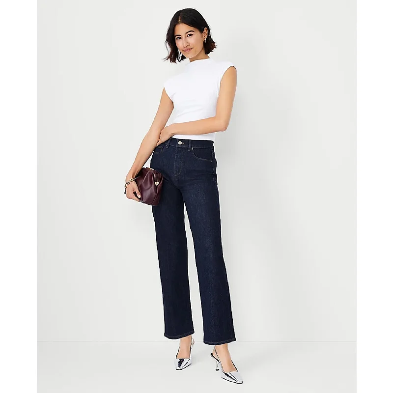 Blue Rinse Wash Straight Jeans Casual High-Waisted Bootcut Jeans