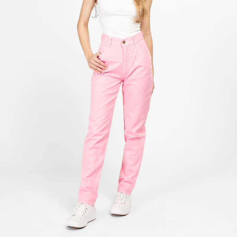 XS 90s Bubblegum Pink High Waisted Jeans 24" Stylish High-Waist Skinny Denim